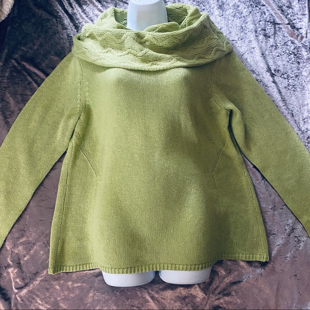 Chico's Pastel Green Cowl Neck Oversized Sweater